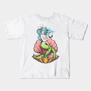 Mermaid with pearl in her hand Kids T-Shirt